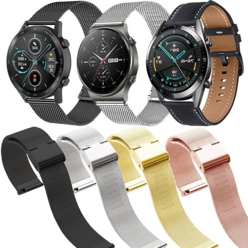 Milanese Watchband For Huawei GT 2 Pro Strap For Honor Magic 2 46mm GT2 42mm ES Dream Classic Leather Wristband Smart Watch Band
