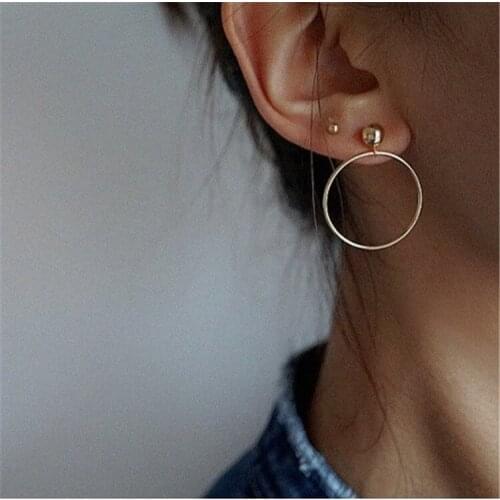 Docona INS Simple Hollow Out Geometry Stud Earring for Women Fashion Gold Round Alloy Metal Bohemian Jewelry серьги 4212