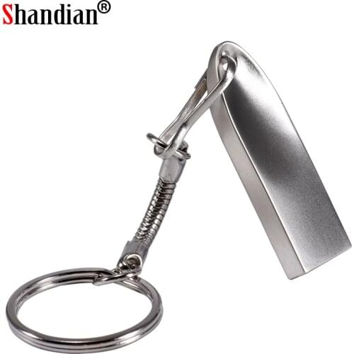 SHANDIAN Metal USB flash drive USB 2.0 pen drive silver gold 4GB 16GB 32GB 64GB 128GB Pendrive portable memory stick custom logo