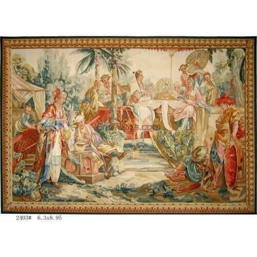 Pure handmade wool palace French Aubusson Gobelins Weave Tapestry wide (183CM)2403 6.3x8.95gc9tapyg9