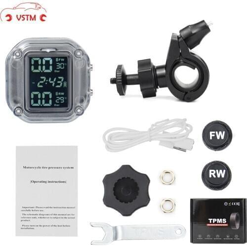 Newest USB Charging Motorcycle TPMS Motor Tire Pressure Tyre Temperature Monitoring Alarm System with 2 Sensors