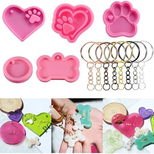 1PCS Dog Bone Shape Silicone Molds for Dog Tag Keychain Pendants Epoxy Resin Casting Mold For DIY Jewelry Making Key Ring Tools