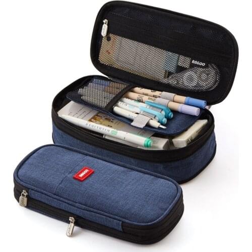 Canvas School Pencil Case Stationery Pencilcase for Girls Boys Penal Big Pen Box Kit Large Office Cartridge Bag Supplies Pouch