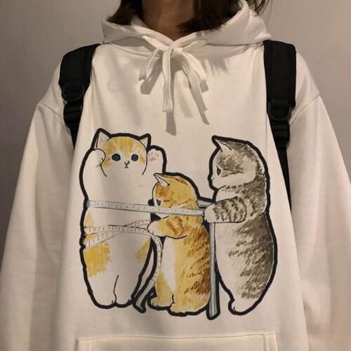 Harajuku Cute Cat Cartoon Anime Loose Sweatshirts autumn Womens Hooded Female Thicken Warm Hoodies Lady Autumn Fashion Tops
