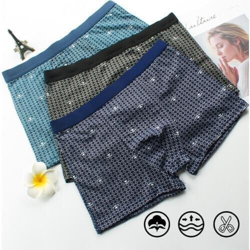 Cotton Underwear Men Casual Underpants Sexy Boxershorts U Design Black Printed Mens Boxer Panties Comfortable Shorts One Size