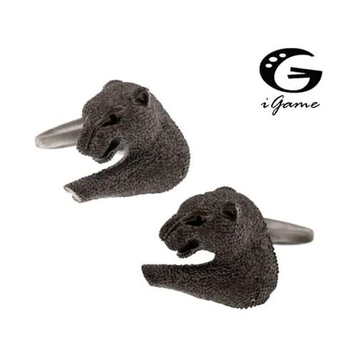 Factory Price Supply Leopards Black Colour Novelty Animal Leopard Style Cuff Links
