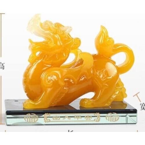 Green yellow PI xiu furnishing coral red vehicle decoration luxury mythical wild Animal Sculpture statue