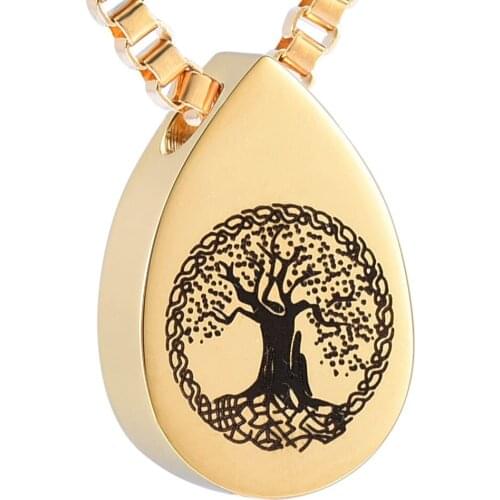 Tree of Life Cremation Ash Necklace Pendant Tear Drop Keepsake Urns Necklace for Women Memorial Ashes Locket Jewelry