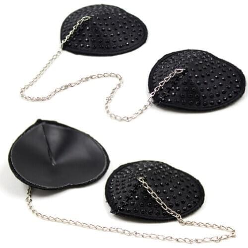 Black 1Pair Sexy Chain Nipple Cover Women Reusable Breast Wear Silicone Nipple Pasties Stickers Bra Pads