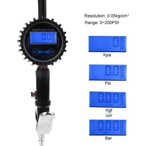 1pc Digital Air Tyre Tire Inflator w/ Pressure Gauge 200PSI Chuck for t.u.k.Car/Bike