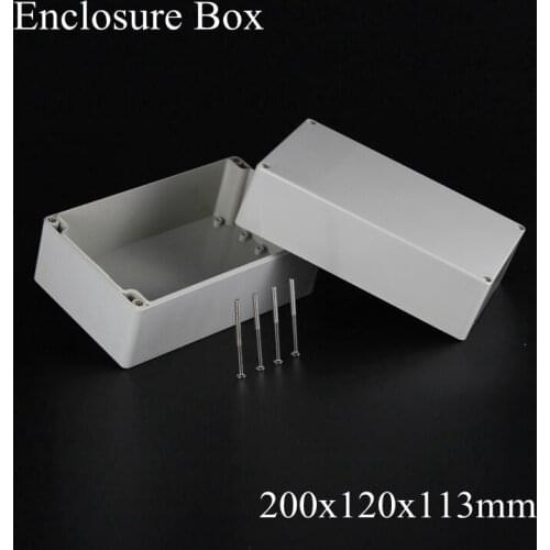 1 piece/lot) 200*120*113mm Grey ABS Plastic IP65 Waterproof Enclosure PVC Junction Box Electronic Project Instrument Case