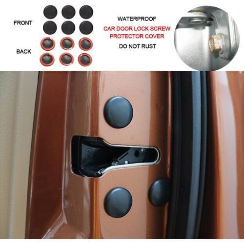 12Pc Car Accessories Universal Door Lock Screw Protector Cover Anti-Rust Screws Cap Stickers For BMW/ Audi /Ford /Honda /KIA etc