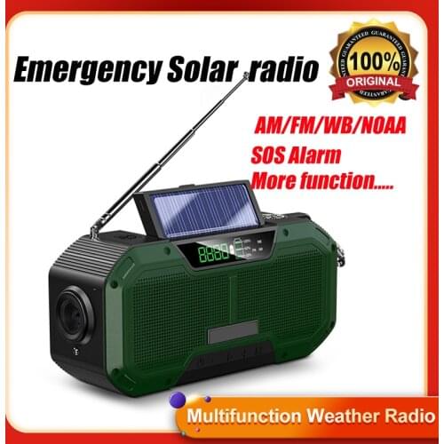 2021 New Version Multifunctional Emergency Weather Band Radios 5000mAh IPX5 Waterproof Hand Crank Solar Radio Support SOS