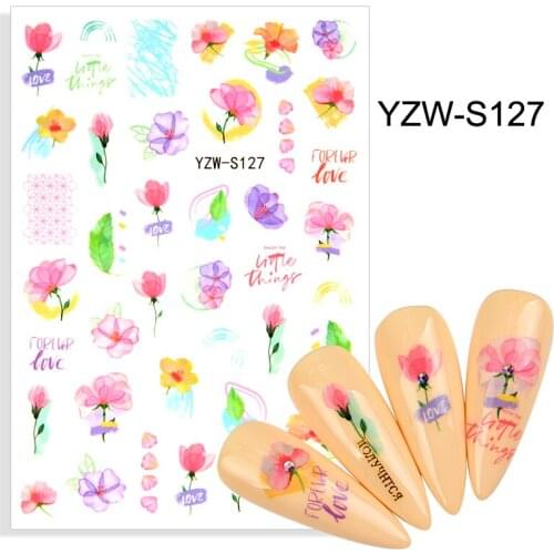 3D Stickers for Nails Translucent Flowers Leaf Design Nail Foil Decal Sliders Stickers for Manicure Fashion Nail Art Decoration