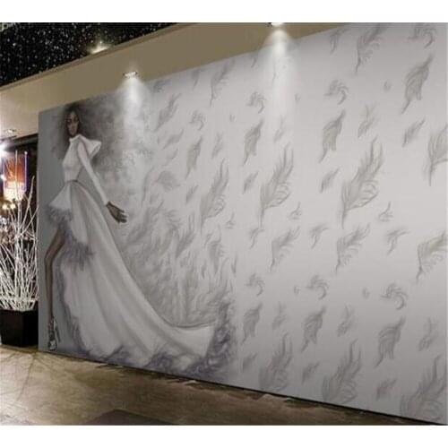 Beibehang Custom wallpaper fashion retro handmade beauty clothing store background wall painting 3d wallpaper papel de parede