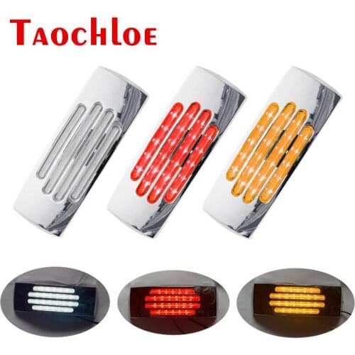 10Pcs 12V Truck Trailer Side Marker Lights Chrome Turn Signal Indicator LED Lamp Lorry Tractor Boat Clearance Light Tail Lamps