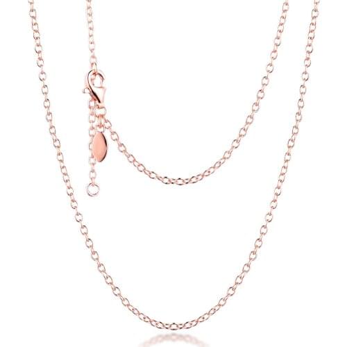 Rose Gold Classic Chain Necklace S925 Original Sterling Silver Collier Necklaces for Women DIY Charms Jewelry Making colar