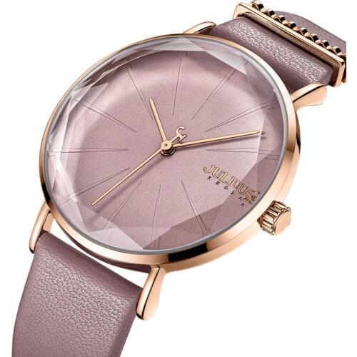 New Elegant Julius Womens Watch Japan Mov't Hours Fashion Clock Real Leather Bracelet Girls Birthday Christmas Gift Box