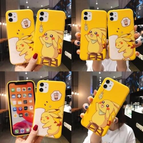 Pokemon Pikachu Side Frame IPhone 11 Phone Case TPU Soft Phone Case Protective Cover for IPhone 11pro/x/xs/XR/7/8/7plus/8plus