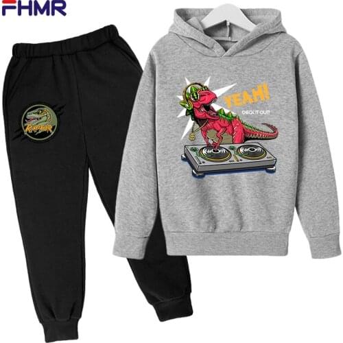 Children Pullover Suits New Print Animal Dinosaur World Boys Hoodies 2021 Autumn Outerwear Kids Hooded Sweatshirt Boy Clothes