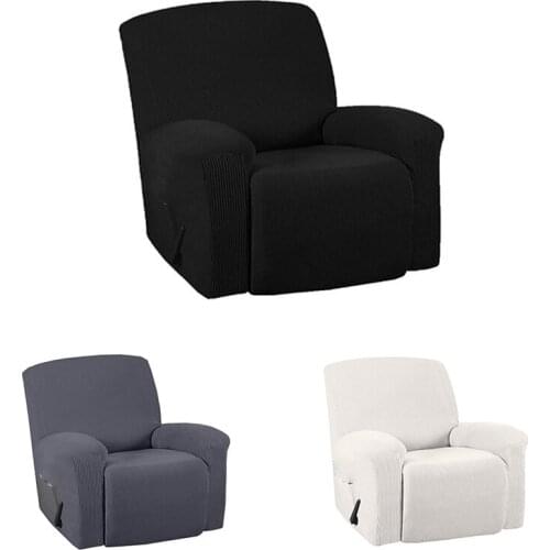 Recliner Stretch Sofa Cover Charcoal Gray Thickened Fleece Recliner Protection Pad Non-Slip Furniture Cover