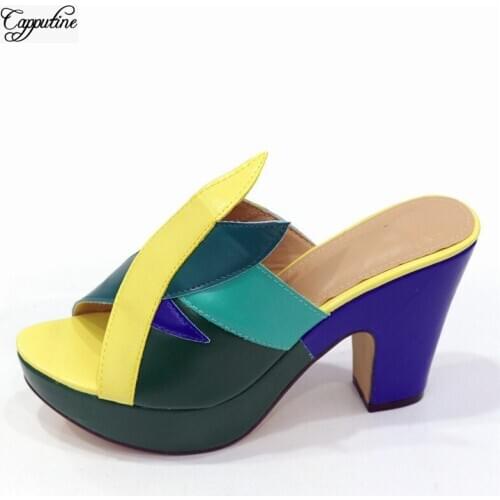 Elegant Colorful Shoes African Womens High Heel Slipper Shoes For Wedding/Party CR2131 Heel Height 10CM