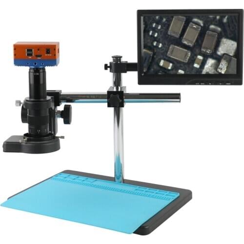 FHD 4K 1080P Freely Adjustable Stand SONY IMX226 HDMI Industry Video Microscope Camera 180X 300X C Mount Lens For PCB Soldering