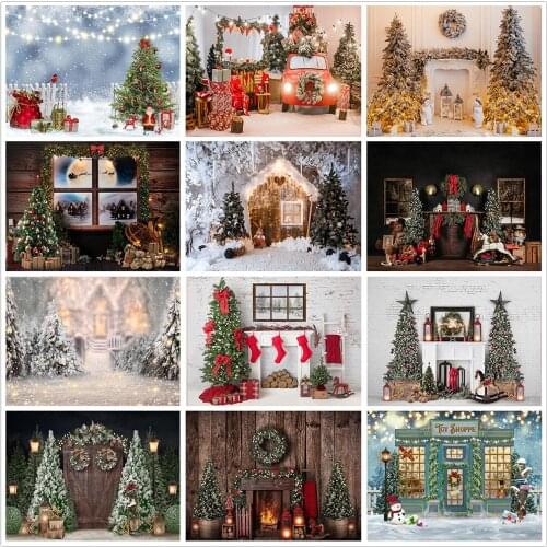 Photography Backdrop Christmas Tree Fireplace Photo Background Baby Portrait Backdrop Christmas Backdrops for Photo Studio