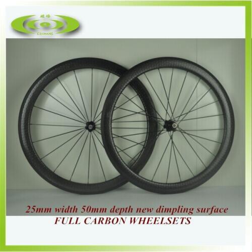 Hot sale 50mm carbon dimple wheelset 700C Clincher Carbon Fiber Bike Dimple Rims 50mm Rims Carbon Wheelsets Road Race Bicycle