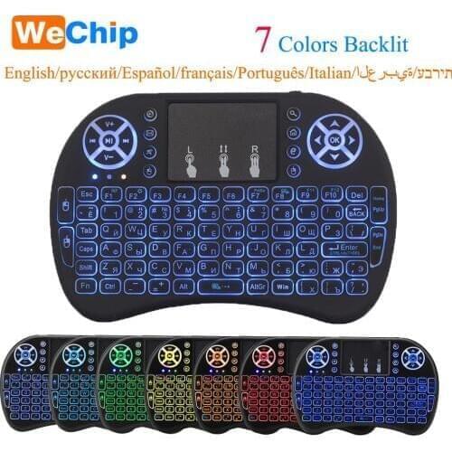 I8 2.4GHz Wireless Keyboard Air Mouse Touchpad Handheld for Android TV BOX Mini PC 7 Colors Backlit I8 Russian English Kyeboard