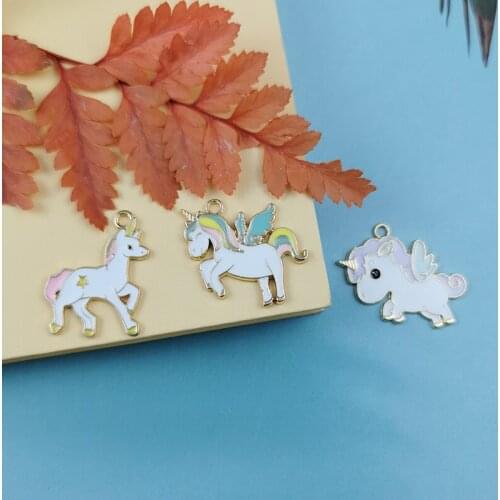 JeQue 10Pcs Lovely Colorful Unicorn Alloy Enamel Charms Pendant DIY Findings Women Earring Necklace Handmade Jewelry Accessory