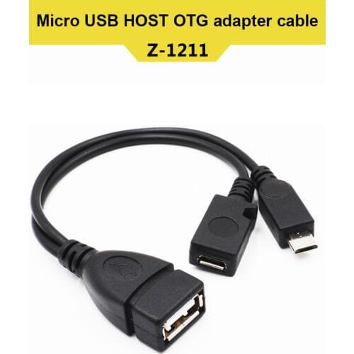 2 In 1 OTG Micro USB Host Power Y Splitter USB Adapter to Micro 5 Pin Male Female Cable Card Reader Connect Cable JR Hot