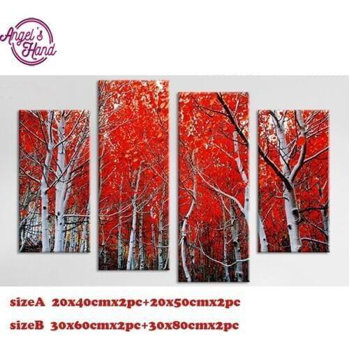 4pcs Autumn landscape Wall Art Picture,5d diy Full square Diamond Painting,Stitch Cross,mosaic,Diamond Embroidery home decor