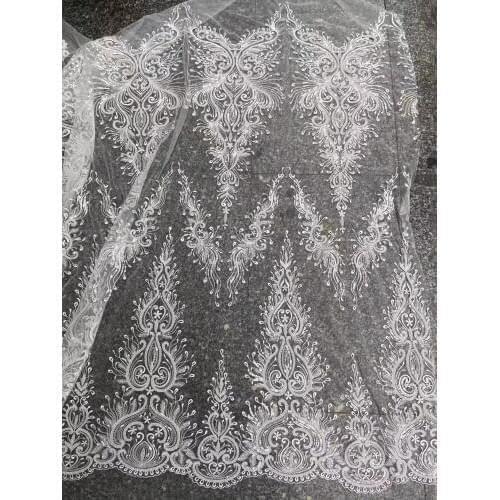 Beaded lace high boarders and appliques with beading Wedding Dress Fabric Nigerian lace