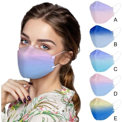 10pc Adult Protective Masks For Face Cover Women Colored Print 4d Breathable Face Mask 4layer Filter Maske Earloop Bandage