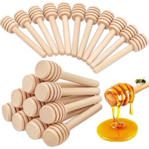 Mini 8cm Honey Dipper Sticks 20PCS Wooden Honey Dipper Honeycomb Stick Honey Stirrer Jar Dispense Drizzle Wedding Party Gift