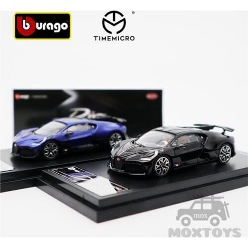 TimeMicro x Bburago 1:64 Bugatti DIVO black/Jewelry blue Diecast Model Car