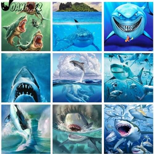 Sea Animals 5D Diy Diamond Painting Kit Shark Handmade Cross Stitch Dolphin Mosaic Embroidery Gift Design Home Decoration