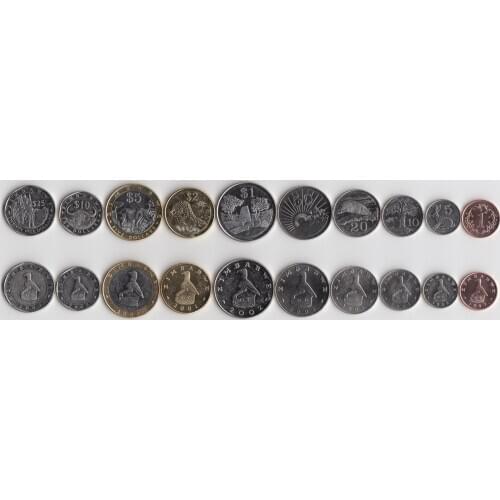 Set of 10 coins of Zimbabwe 100% Authentic Original Coin Collectibles UNC