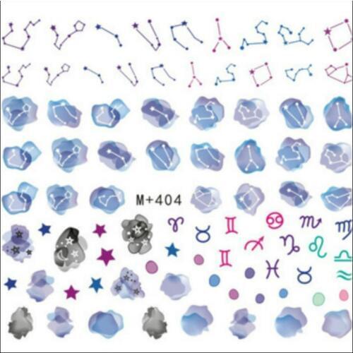 2 Sheets Constellation Nail Stickers Zodiac Nailart Supplies Water Decal 3d Stars Charms Watercolor Decoration Line Pattern Diy