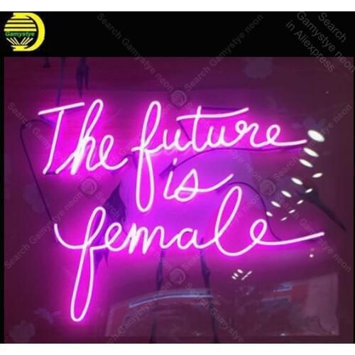 NEON SIGN For The future is female display Neon lamps Real GLASS Tube Decorate Home Room Advertise custom neon light with board