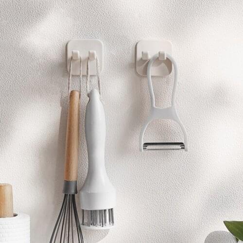 New Plug Hook Punch-Free Strong Power Transparent Paste Wire Kitchen Socket Storage Rack Solid Color Door Hooks Bathroom Storage