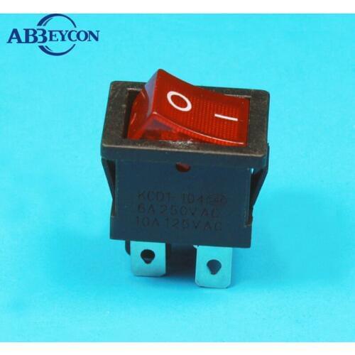 RS240 4 Pins Illuminated Plastic Rocker Switch IP40 KCD1-201N-4 ON-OFF Black Boat Switch