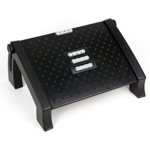 Adjustable Height Office Foot Rest Ergonomic Footrest Black Home Relieve Foot Fatigue Under Desk Footstool Massage Pad Foot