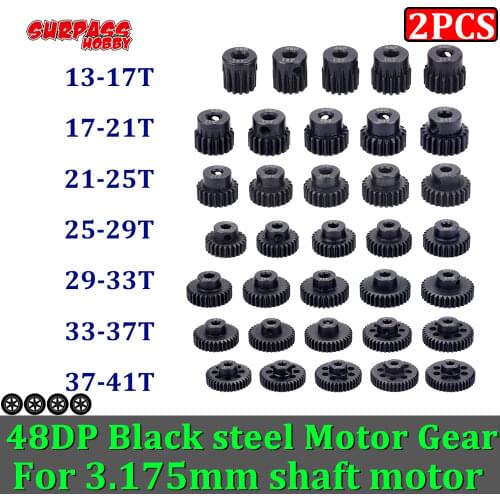 Surpass Hobby 2pcs 13-41T 48dp Motor Gear Steel Metal Pinion 3.175mm Shaft Motors Gears 1/10 Rc Car Motor Brushless Brushed