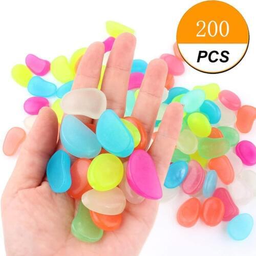 Glow in The Dark Stones Fish Tank Decoration Gravel Rocks Garden Glowing Pebbles Luminous Stones Bonsai Grass Backyard Décor