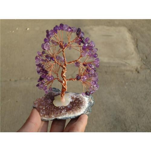 Natural amethyst lucky tree decoration