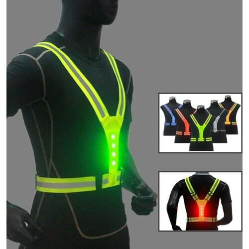 LED Cycling Vest High Visibility Outdoor Running Cycling Reflective Safety Vest Adjustable Elastic Strap Riding Reflective Belt