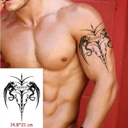 Waterproof Temporary Tattoo Sticker dragon sword arrow tatoo Body Art black fake tattoos flash tatto Women/Men girl 14.8*21 cm