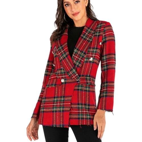 YJ DANCER Women's Plaid Coats